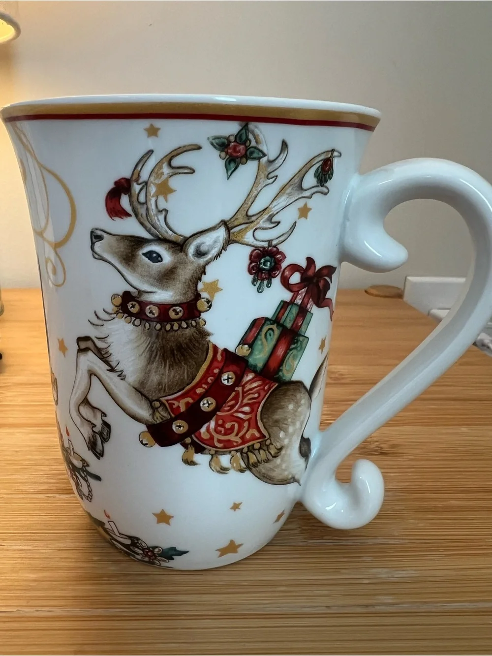 William Sonoma Holiday Ceramic Vase with Gold Accents - White and Green